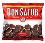 Bolsa de bizcochos Don Satur. Envase rojo con texto y producto visibles.