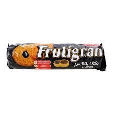 Paquete de galletas Frutigran con texto