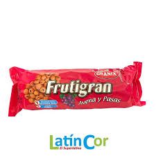 Galletas de avena y pasas Granix Frutrigran en envase rojo.