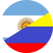 Bandera de Argentina superpuesta con la bandera de Colombia.