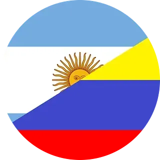 Bandera de Argentina superpuesta con la bandera de Colombia.