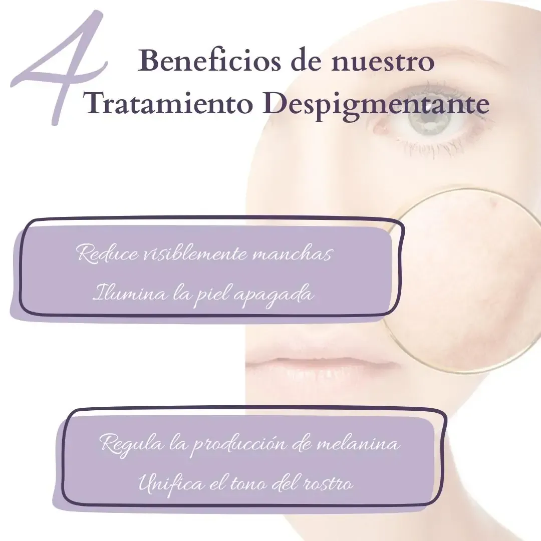 Anuncio de Dermapen. El rostro de una persona se está tratando con el dispositivo. El texto enumera los beneficios.