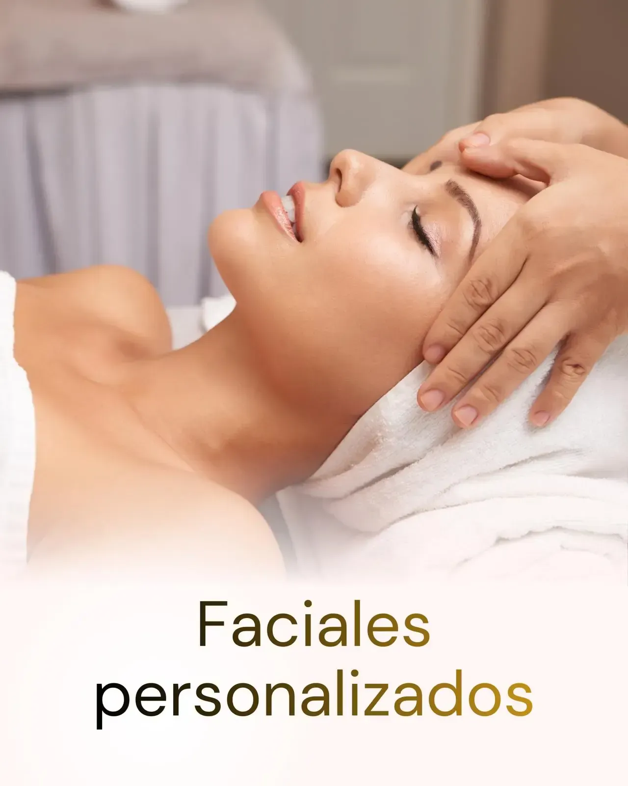 Mujer realizando un tratamiento facial. Texto: 
