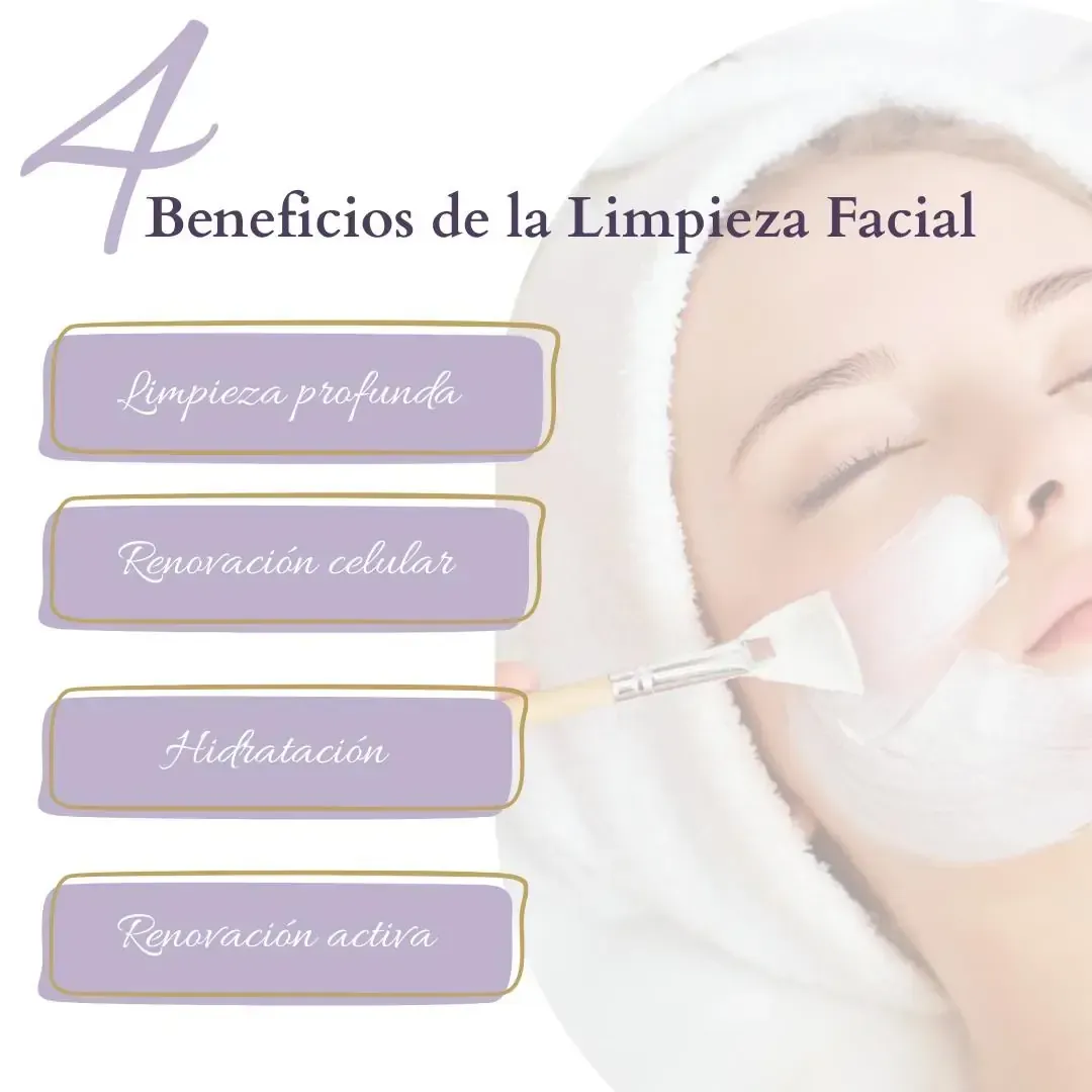 Mujer aplicando un tratamiento facial a otra mujer en un spa. El texto