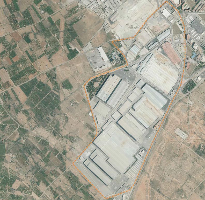 Una vista aérea de una gran zona industrial con muchos edificios.