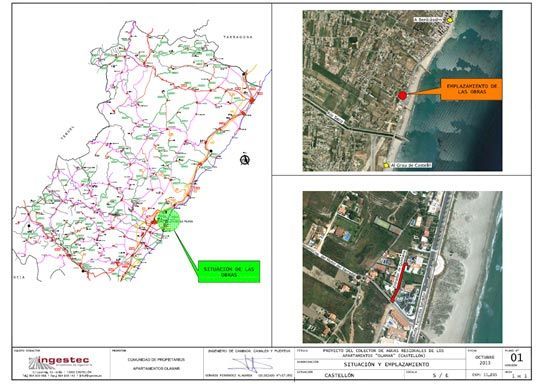 Un mapa con una flecha verde que apunta a una playa