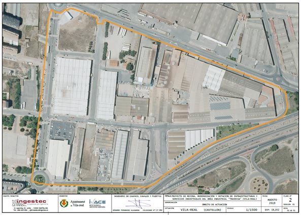 Una vista aérea de una gran zona industrial con edificios y carreteras.