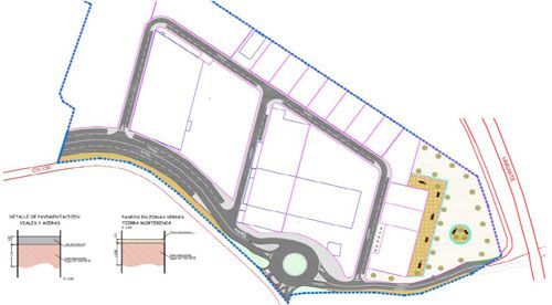 Un mapa de una zona residencial con una rotonda en el medio.