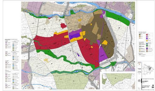 Un mapa de una ciudad con muchos colores diferentes.