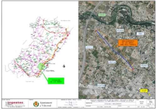 Un mapa y una vista aérea de una ciudad