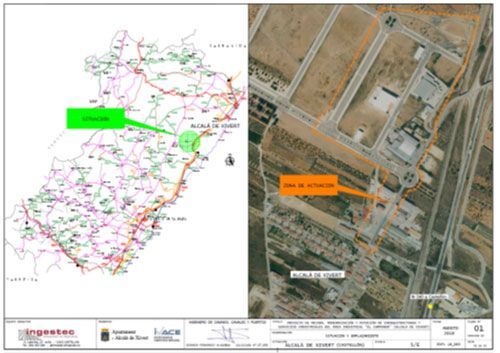 Un mapa y una vista aérea de una ciudad