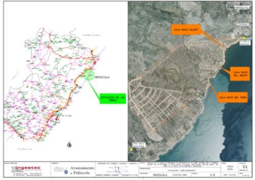 Un mapa y una vista aérea de la misma zona.