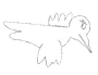 Un dibujo en blanco y negro de un pájaro con un pico largo.