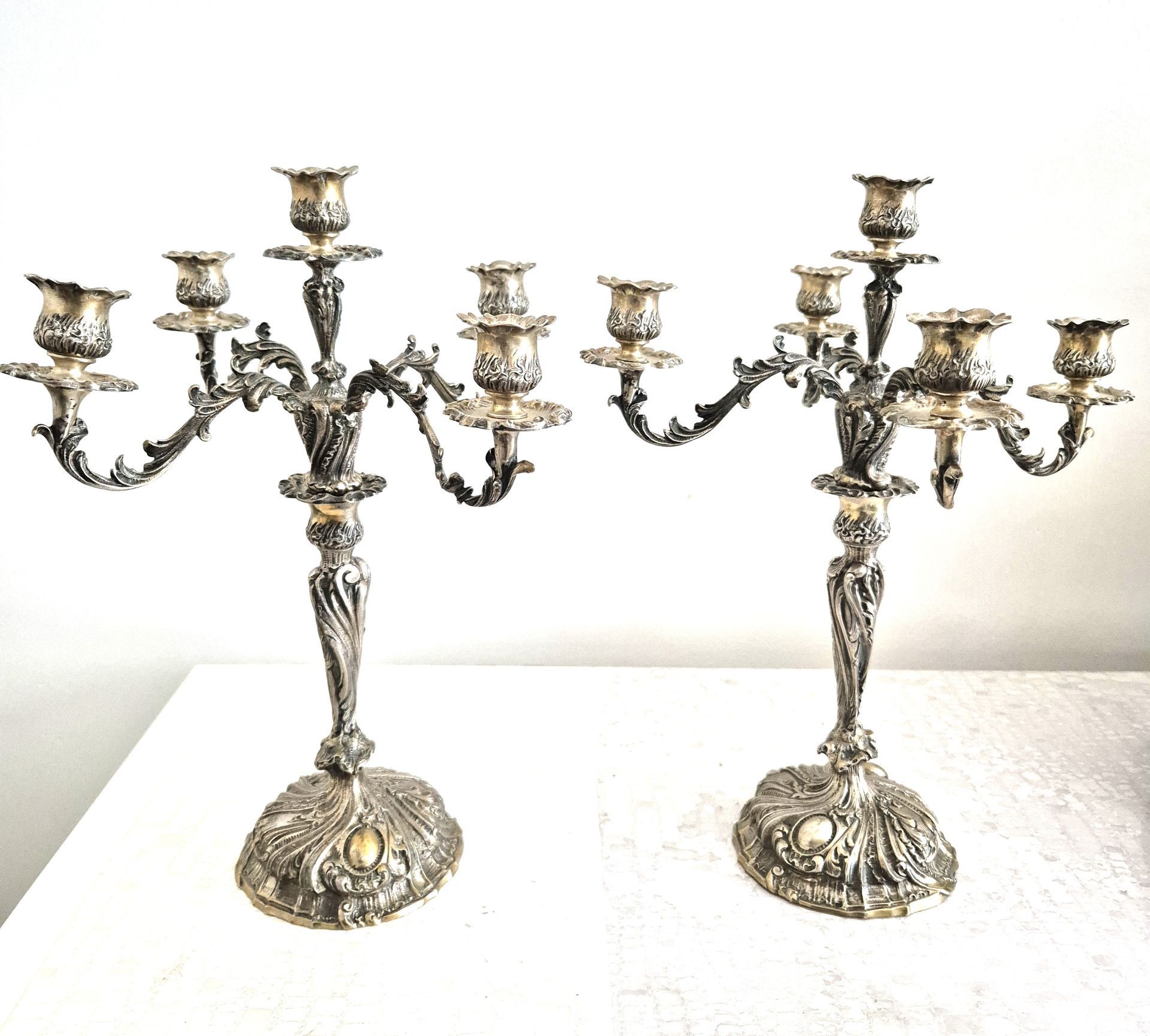 Candélabres en argent massif