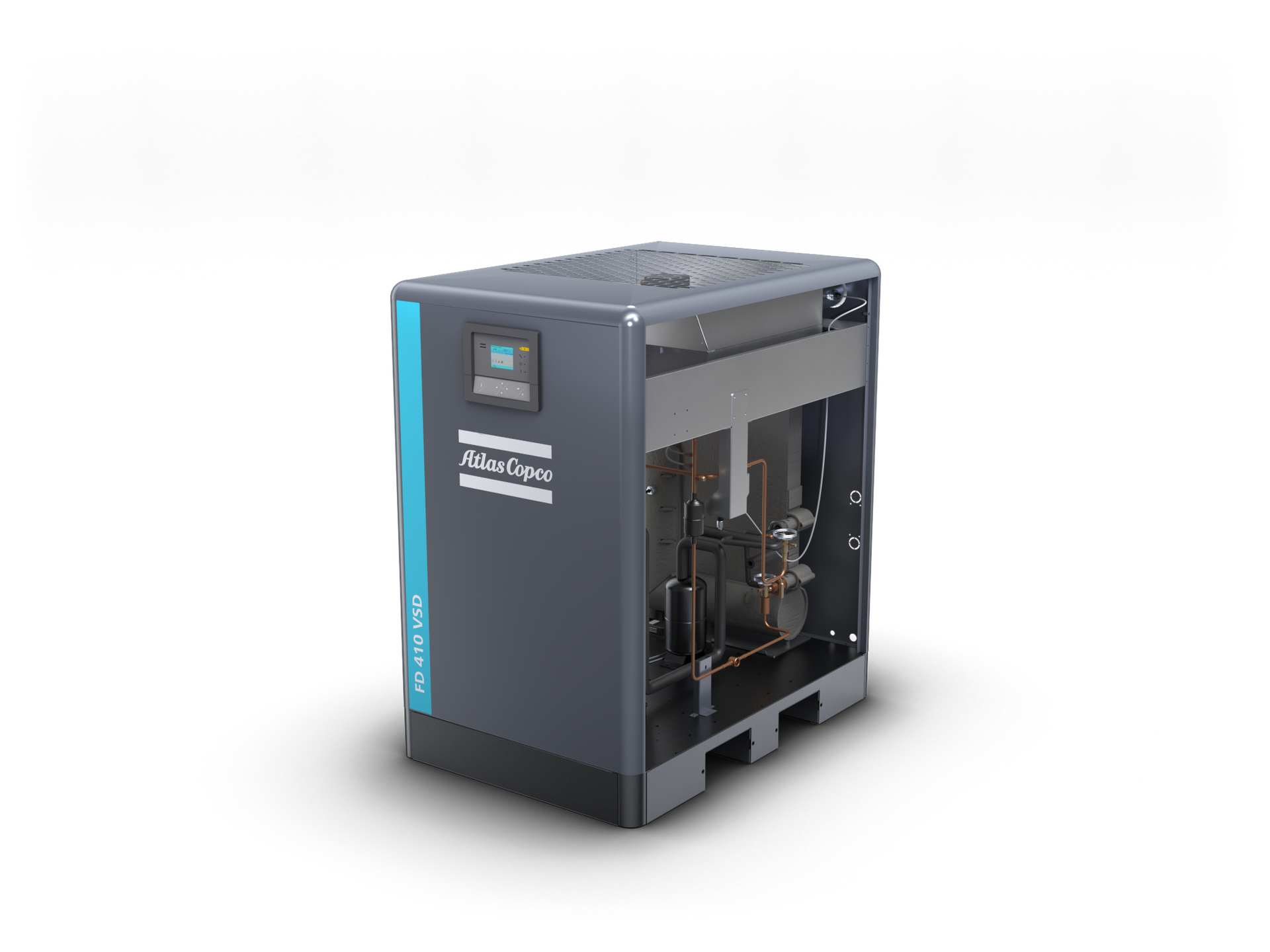 compresseur de la marque Atlas Copco sur fond transparent