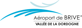 Aéroport de Brive logo with blue swoosh and gray text “Vallée de la Dordogne”