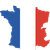 Des formes abstraites bleues et rouges, semblables à des cartes, séparées par un espace vertical blanc.