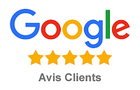 Logo Google avec les 5 étoiles des avis clients