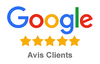 Logo Google avec les 5 étoiles des avis clients