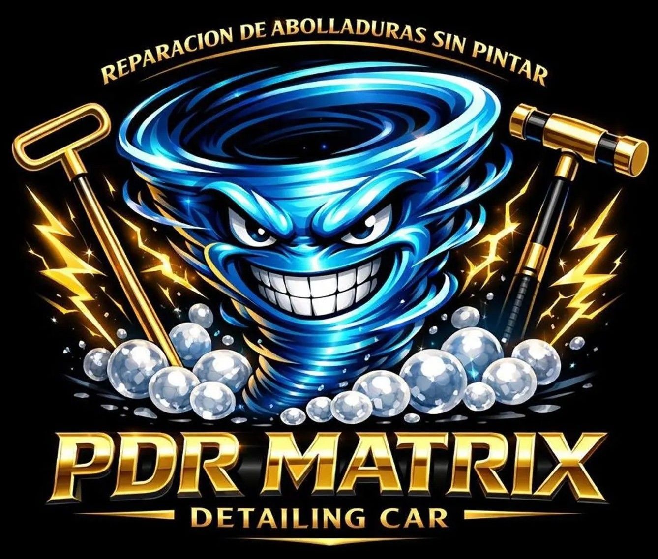 Logotipo ovalado negro y plateado para Matrix Detailing Car SLE con contorno de coche estilizado y texto del servicio.