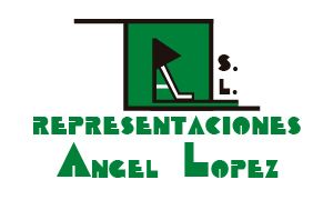 A green and white logo for representaciones angel lopez
