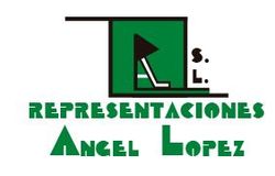 A green and white logo for representaciones angel lopez