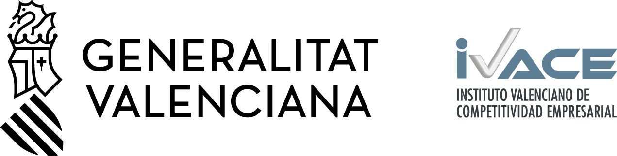 Logos de la Generalidad Valenciana y del Instituto Valenciano de Competitividad Empresarial en blanco y negro.
