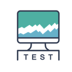 Un monitor de computadora con un gráfico está ubicado encima de un cartel de prueba.