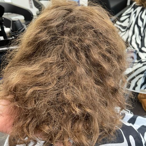 Wonder Protein Naturkrausses Haar - für die Trägerin NICHT ZU BÄNDIGEN - GESTRECKT mit WONDER PROTEIN - glänzt das Haar und ist dennoch formbar für eine Frisur !