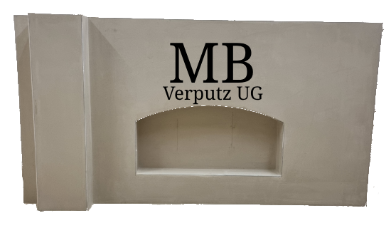 Eine weiße Wand mit der Aufschrift „mb verputz ug“