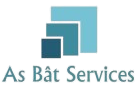 Logo d'As Bât Services : Trois carrés superposés dans des tons de bleu avec le nom de l'entreprise en dessous.