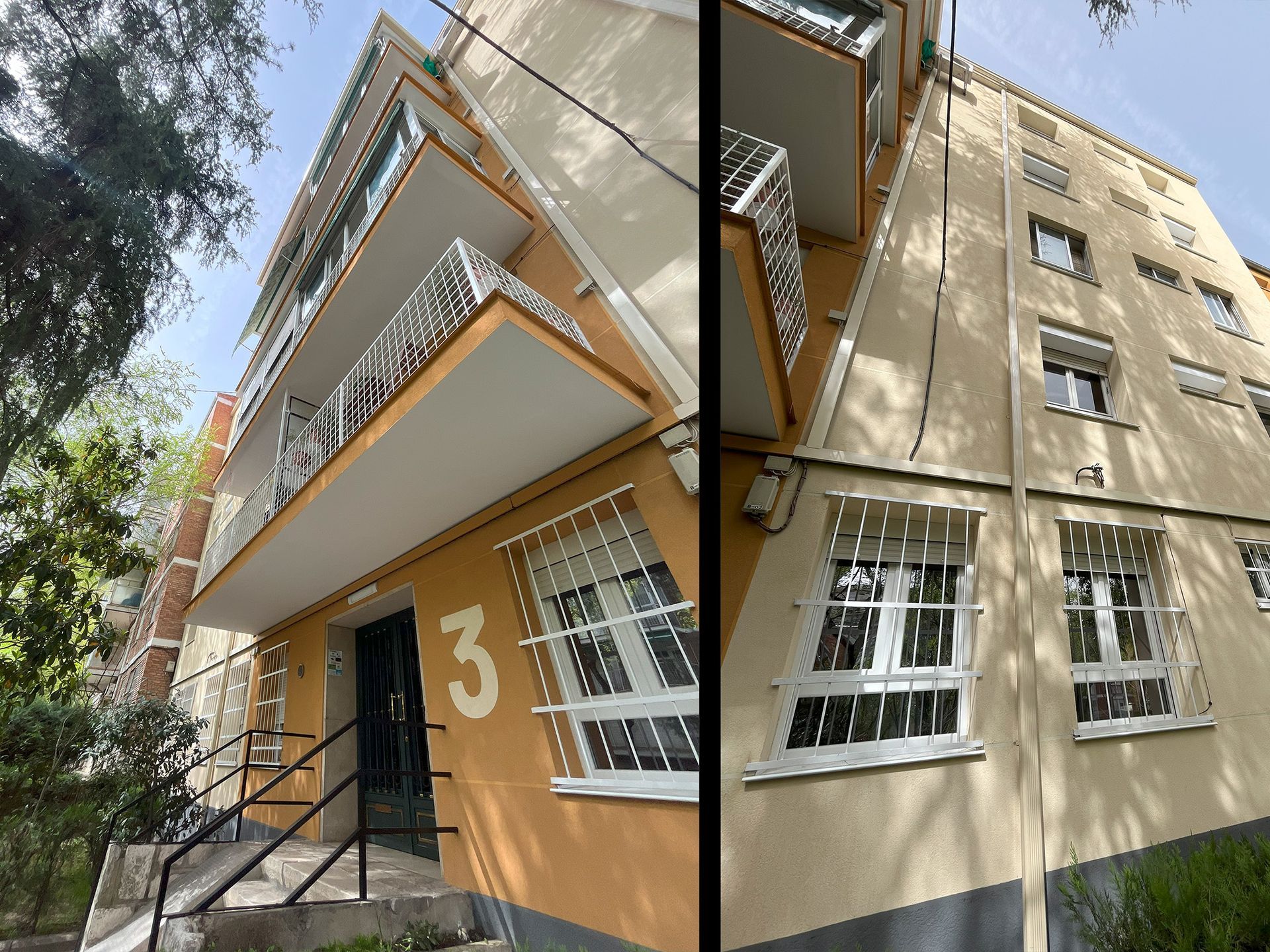 Un edificio con el número 3 en el frente.