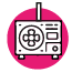Un icono de un abanico en un círculo rosa.