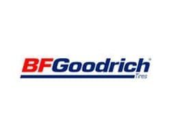 Logotipo da BFGoodrich Tires: texto vermelho e azul sobre fundo branco.