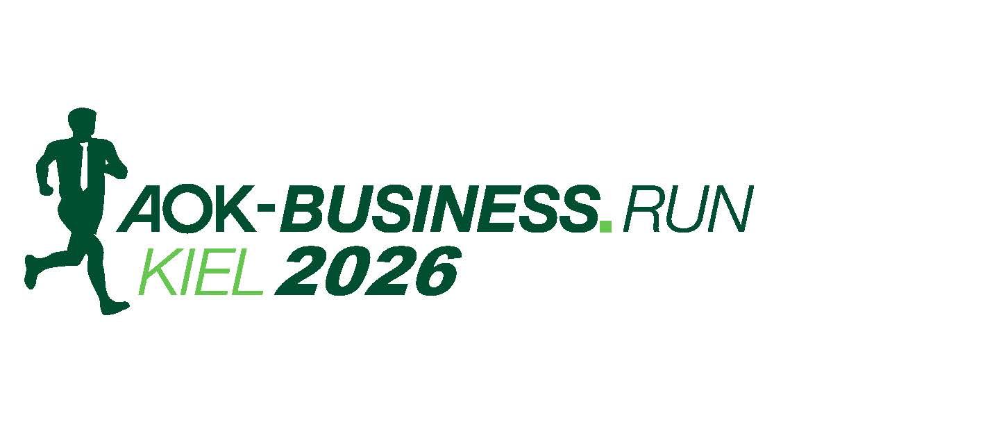 Kiel.Lauf 2026 logo: Silhouette of runner with raised arm,