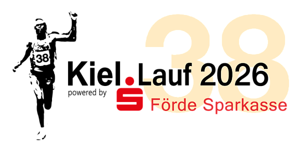 Kiel.Lauf 2026 logo: Silhouette of runner with raised arm, 