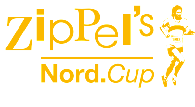 Das Nord.Cup-Logo von ZipPel mit einer laufenden Figur in Orange und orangefarbenem Text.