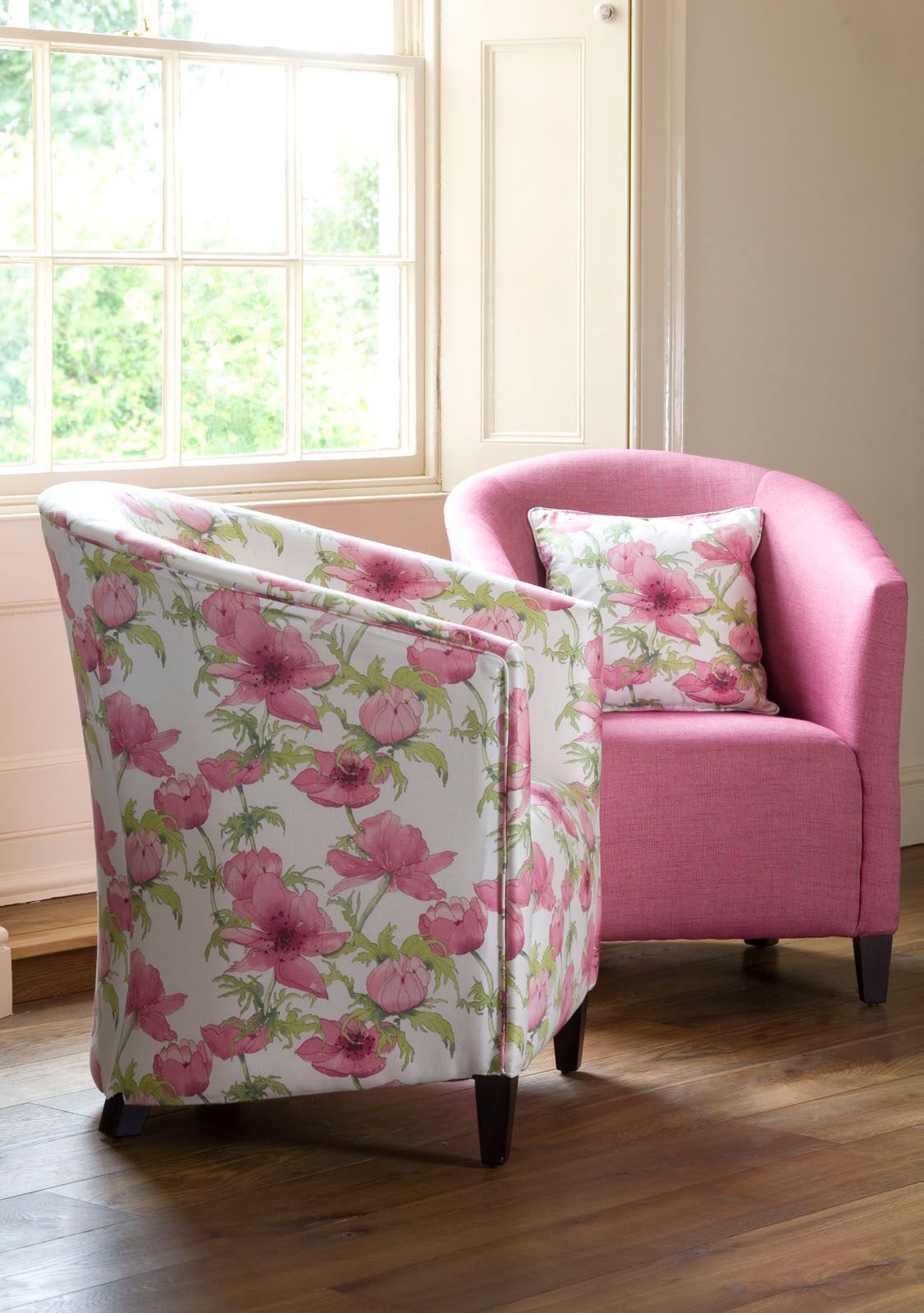 Sessel Floral Uni Stoff gepolstert