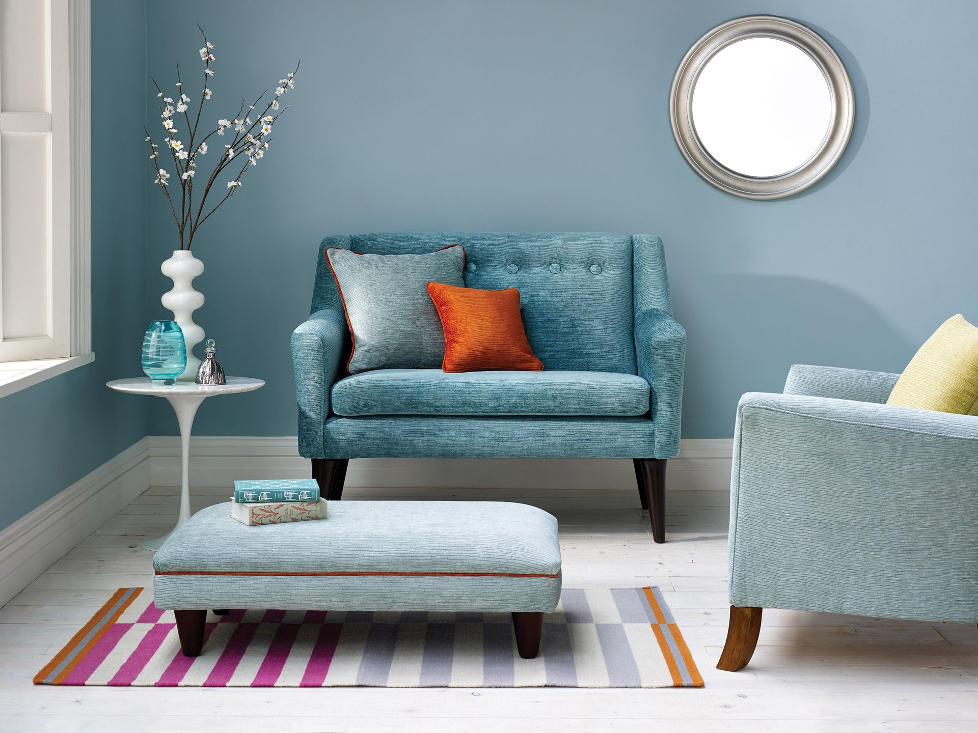 Sofa Zweisitzer gepolstert blau