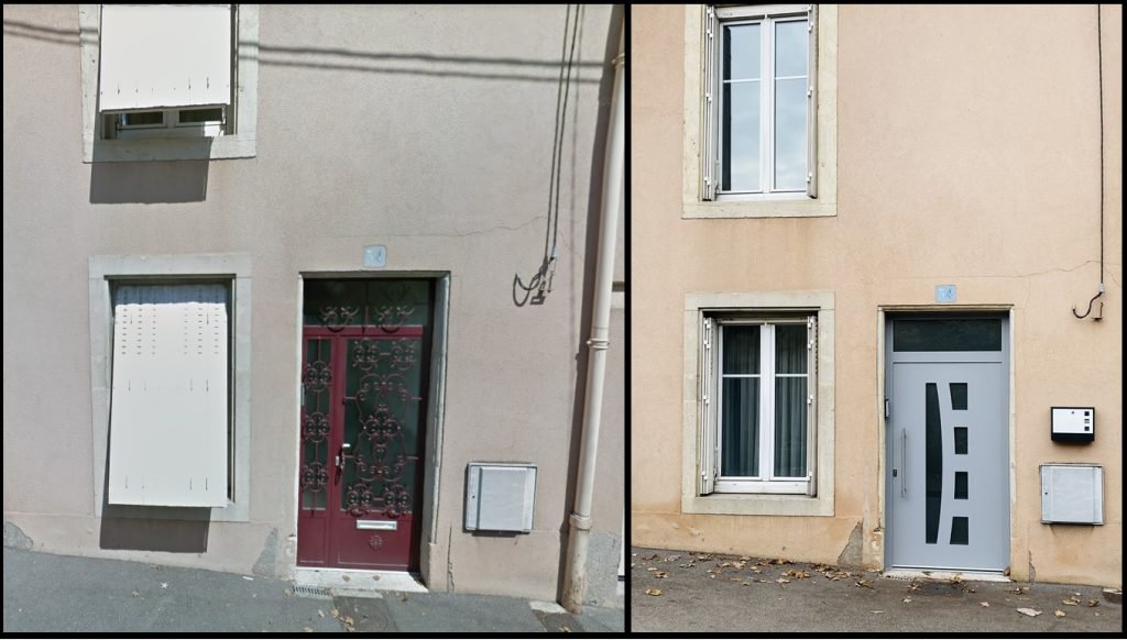 Photo d'une façade de maison avec porte et fenêtres neuves
