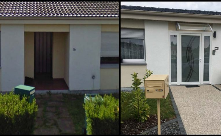 Image avant après d'une entrée vue de l'extérieur extérieur de maison