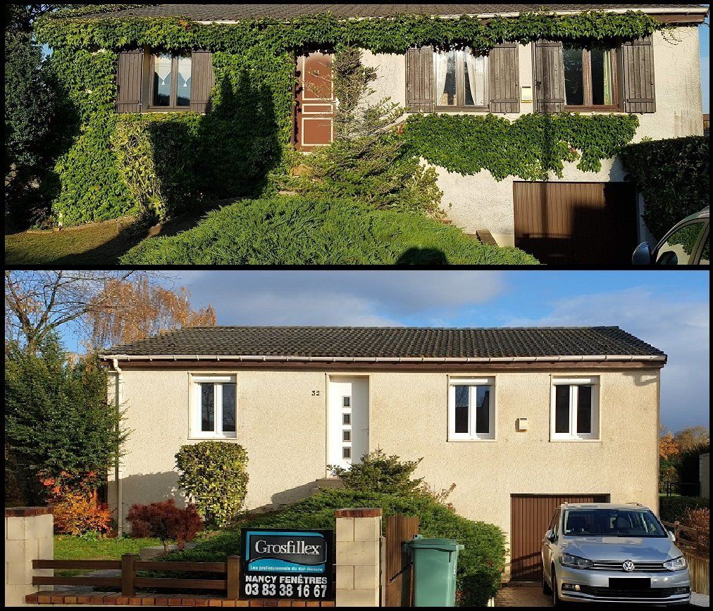 Image avant après d'une maison avec porte et fenêtres neuves