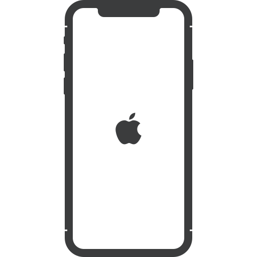 ein schwarz-weißes Smartphone mit einem Apple-Logo auf dem Bildschirm .