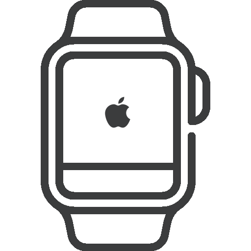 ein schwarz-weißes Symbol einer Apple Watch auf weißem Hintergrund