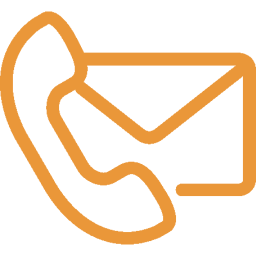 ein orangefarbenes Symbol eines Telefons und eines Umschlags