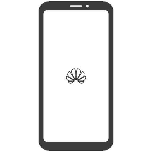 ein schwarz-weißes Symbol eines huawei-Smartphones auf einem weißen Hintergrund .