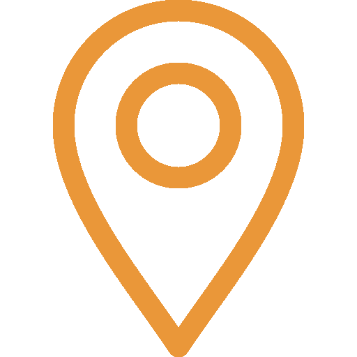 ein orangefarbener Standortmarker mit einem Kreis in der Mitte .
