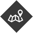Mapa blanco e icono de marcador de ubicación sobre un fondo de diamante oscuro