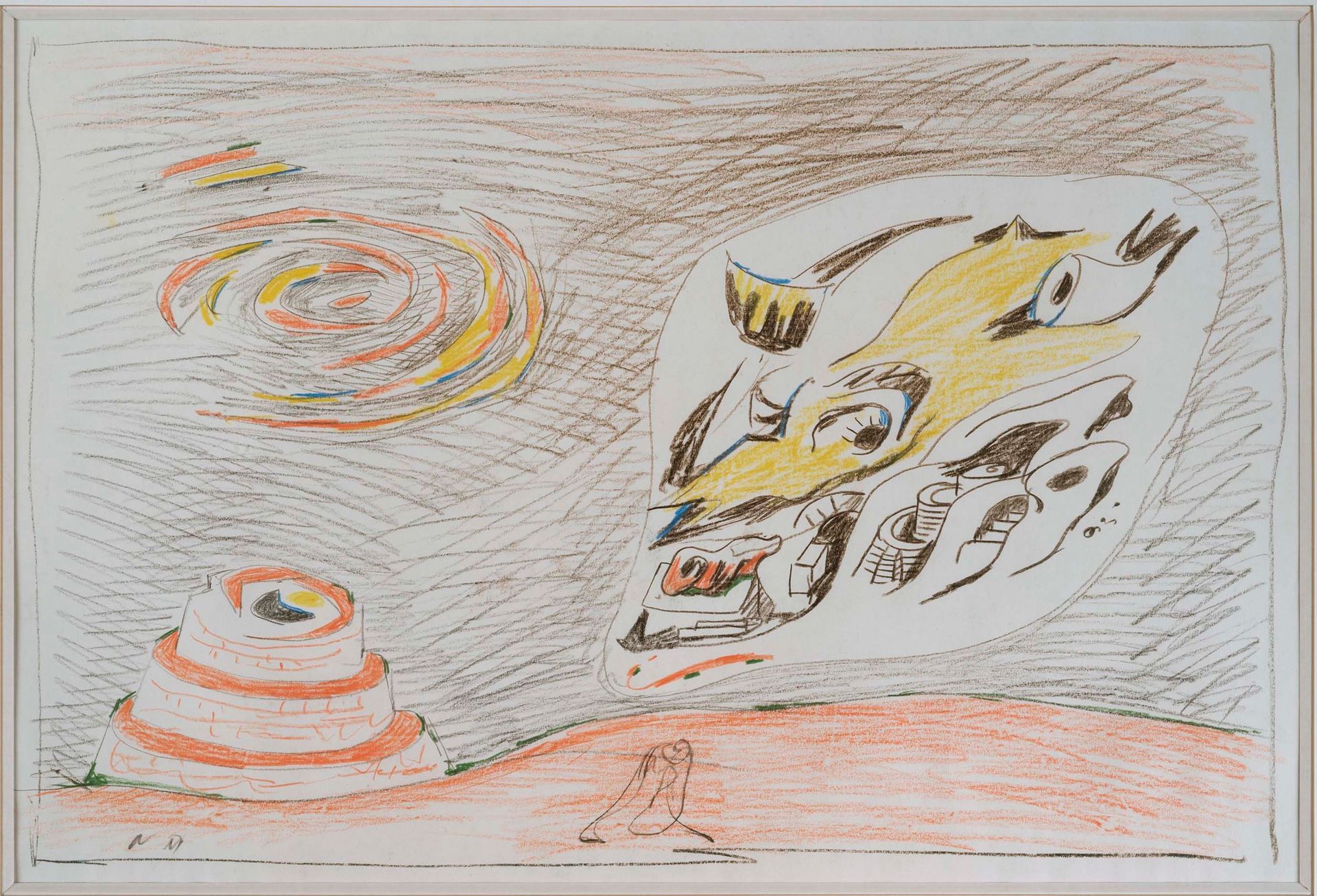 André Masson (1896-1987) Etude pour la couverture de la revue Minotaure, 1939, crayon de couleurs