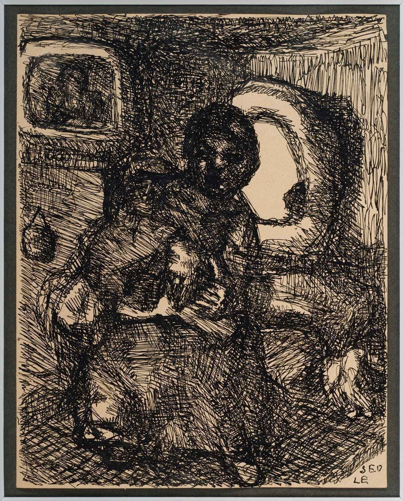 Louis Soutter (1871-1942) Seule, circa 1930, encre de Chine sur papier